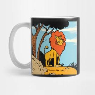 Lion in the Desert Funny Cartoon Style Mug